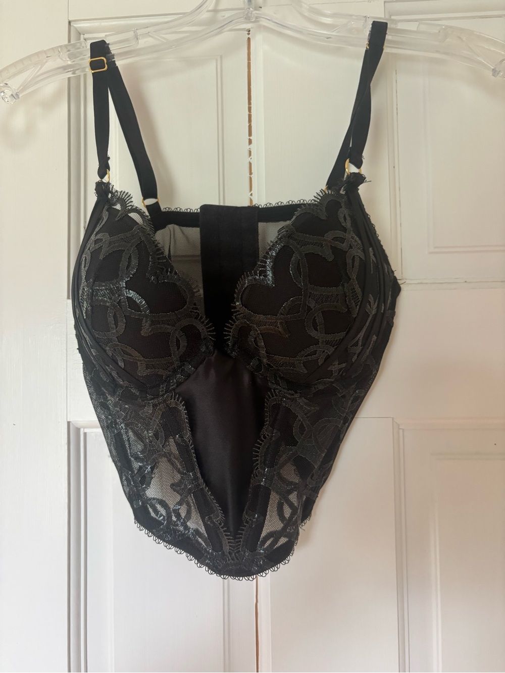 Victoria’s Secret Black Lace Longline Bustier Bodysuit